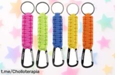 Lote de 5 llaveros con mosquetón resistente que aguanta hasta 300 kg, un chollo imperdible para tu estilo. ¡Aprovecha el precio rebajado y no te quedes sin ellos!