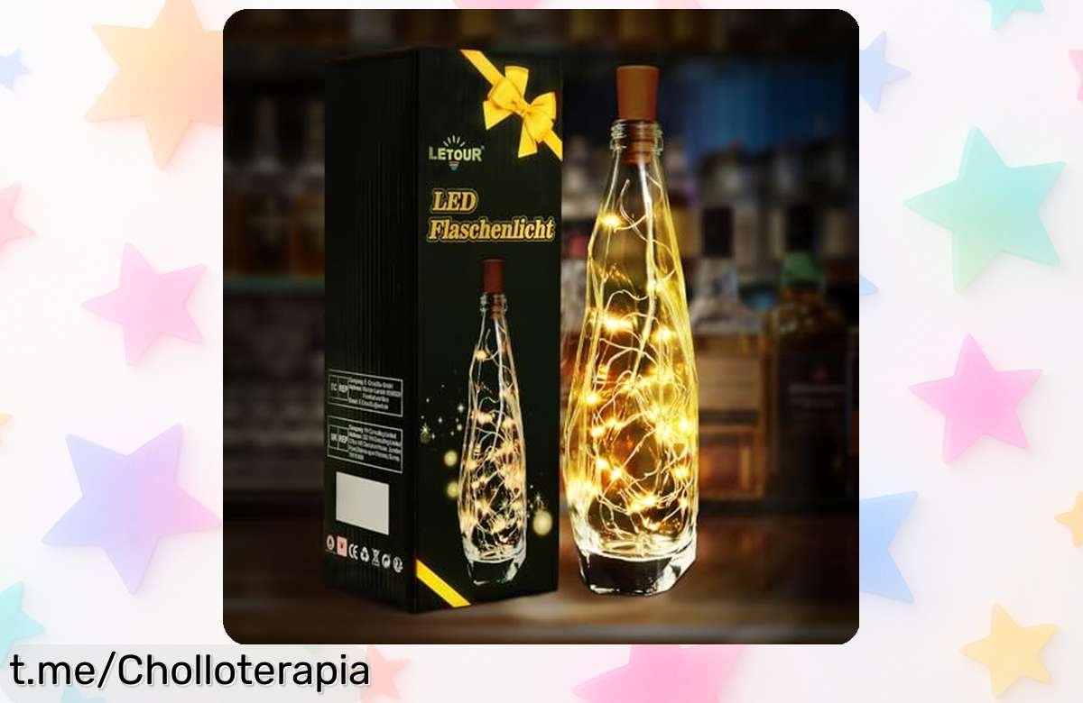 Luz LED para botellas LETOUR con corcho, super chollo que ilumina momentos especiales; no te quedes sin la tuya antes de que volen todas. ¡Pide ya y brilla en cada ocasión!