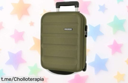 Maleta de cabina rígida Roll Road Flex verde, ligera y segura a precio muy bajo ¡No te quedes sin la tuya, imperfecta para viajar con estilo!