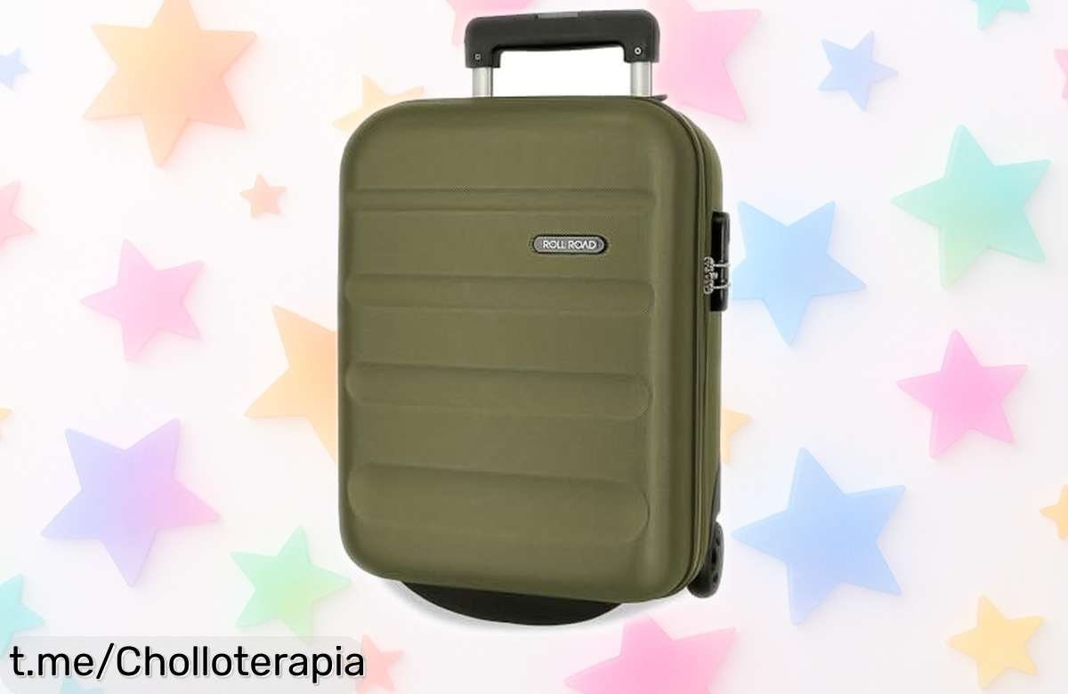 Maleta de cabina rígida Roll Road Flex verde, ligera y segura a precio muy bajo ¡No te quedes sin la tuya, imperfecta para viajar con estilo!