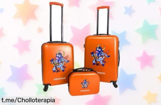Maleta de viaje Kukuxumusu con ruedas y báscula integrada, ¡caída de precio increíble! Un super chollo para tus aventuras, no te quedes sin la tuya, que se van volando.
