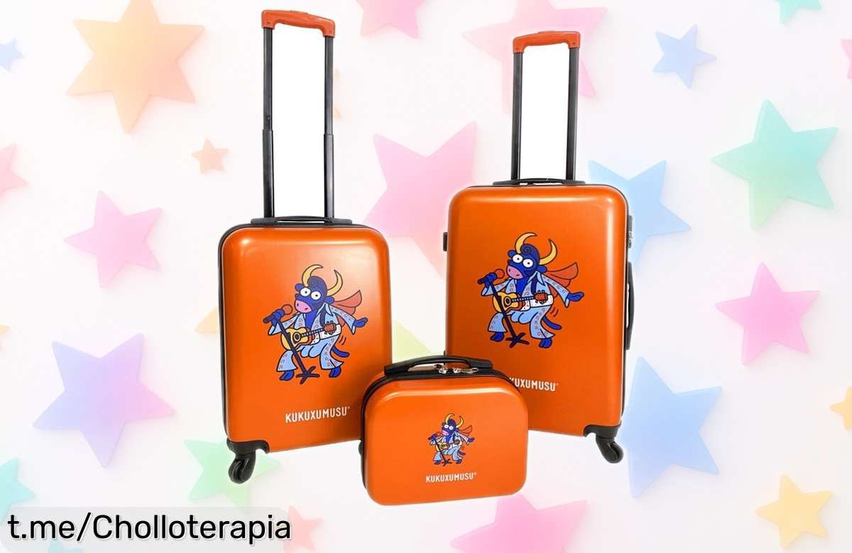 Maleta de viaje Kukuxumusu con ruedas y báscula integrada, ¡caída de precio increíble! Un super chollo para tus aventuras, no te quedes sin la tuya, que se van volando.