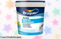 Masilla reparadora rápida Bruguer, el remedio ideal para tus exteriores con secado exprés; renueva tus paredes a precio rebajado y lucirás resultados de pro sin complicaciones.
