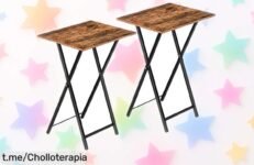 Mesa auxiliar plegable vintage Hoobro, ideal para cualquier rincón a precio de ganga; facilidad de montaje y tan práctica que querrás tenerla ya en casa.