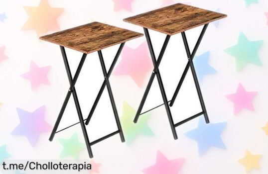 Mesa auxiliar plegable vintage Hoobro, ideal para cualquier rincón a precio de ganga; facilidad de montaje y tan práctica que querrás tenerla ya en casa.