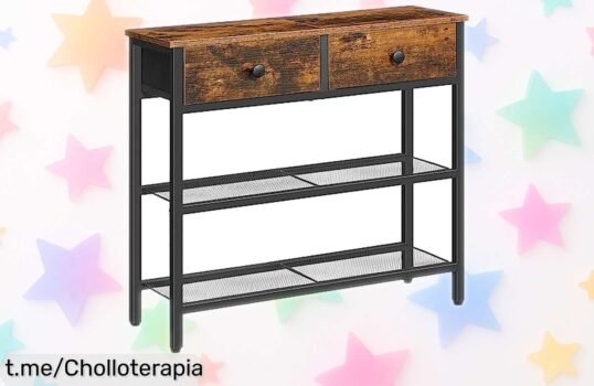 Mesa consola industrial HOOBRO con 2 cajones, precio rebajado brutal que no durará mucho ¡Haz de tu hogar un lugar moderno y acogedor! Aprovecha este super chollo ya mismo.