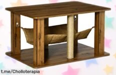Mesa de centro PawHut con hamaca y rascadores para gatos, ¡un chollazo que mimará a tu felino mientras tú te relajas! Aprovecha esta oferta limitada ahora mismo.