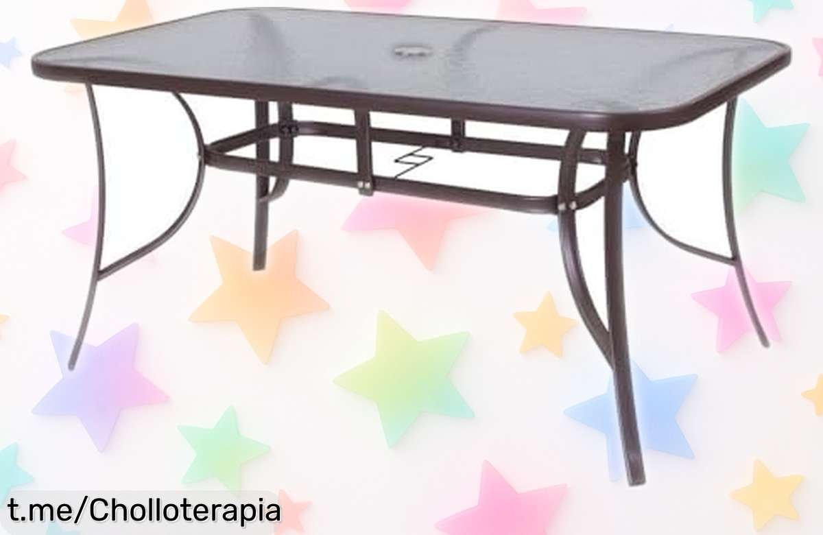 Mesa de jardín rectangular LolaHome para 6 personas, caída de precio loca. ¡Disfruta del aire libre con estilo y en buena compañía! Date prisa, este ofertón se va volando.