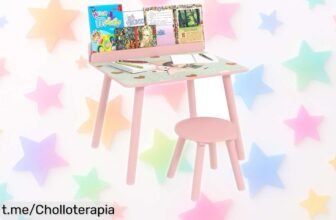 Mesa y silla infantiles rosa AIYAPLAY con estante a precio rebajado: haz que la sala de juegos brille con risas, ¡los mejores momentos te están esperando!