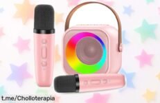 Micrófono karaoke para niños con 2 inalámbricos y luces led, ideal para risas a precio rebajado ¡Aprovecha este super chollo y haz de cada fiesta un recuerdo inolvidable!