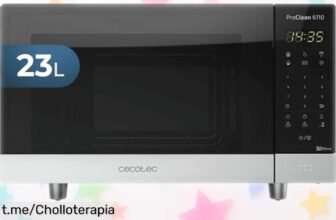 Microondas Cecotec ProClean 6010, ¡ofertón potente de 23L con tecnología 3DWave a precio rebajado! Cocina rápido y sin líos, te lo merece tu familia.