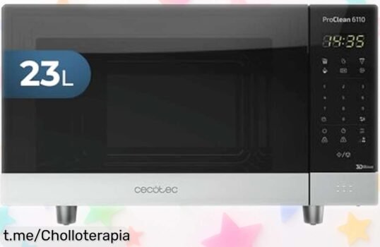 Microondas Cecotec ProClean 6010, ¡ofertón potente de 23L con tecnología 3DWave a precio rebajado! Cocina rápido y sin líos, te lo merece tu familia.