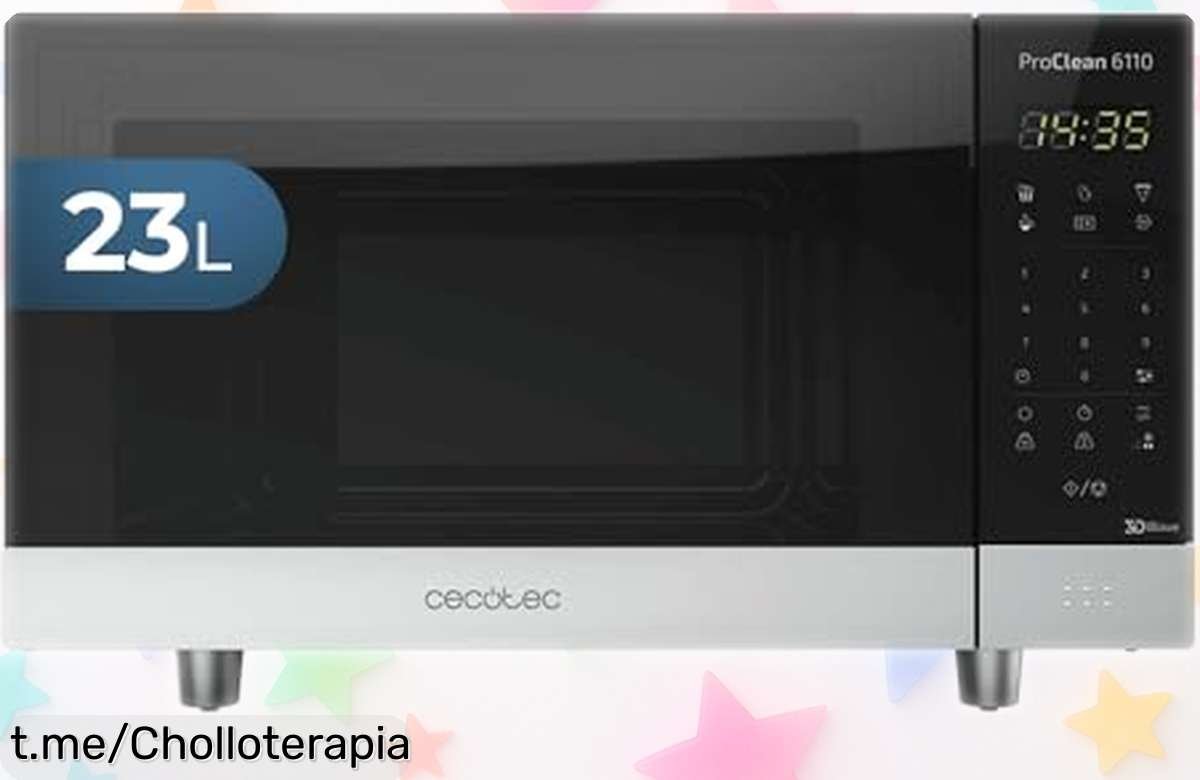 Microondas Cecotec ProClean 6010, ¡ofertón potente de 23L con tecnología 3DWave a precio rebajado! Cocina rápido y sin líos, te lo merece tu familia.