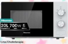 Microondas potente Hisense H20MOWP1, fácil de limpiar y 5 niveles de potencia a un precio loco; ¡cocina al instante y no te pierdas este super chollo antes que se acabe!
