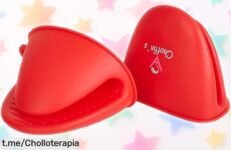 Mini guantes de silicona para horno rojo, rebajados a precio loco: cocina como un chef sin quemarte ni resbalarte. ¡No te quedes sin ellos, que vuelan!