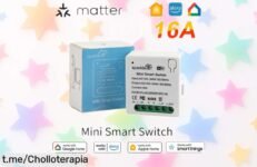 Mini interruptor WiFi Matter 16A de control remoto y temporizador, ¡aprovecha este precio loco para tener tu casa al alcance de un clic!