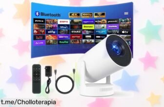 Mini proyector 4K portátil con Bluetooth y altavoces: un ofertón increíble para disfrutar del cine en cualquier lugar, ¡no te lo pierdas o quedarte sin ver la magia!