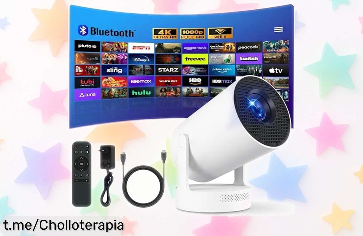 Mini proyector 4K portátil con Bluetooth y altavoces: un ofertón increíble para disfrutar del cine en cualquier lugar, ¡no te lo pierdas o quedarte sin ver la magia!