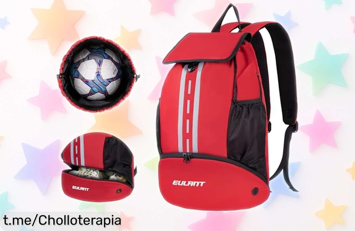 Mochila de fútbol EULANT con zapatillero impermeable, super resistente y precio rebajado, ¡aprovecha este ofertón limitado y lleva tus entrenos al siguiente nivel!