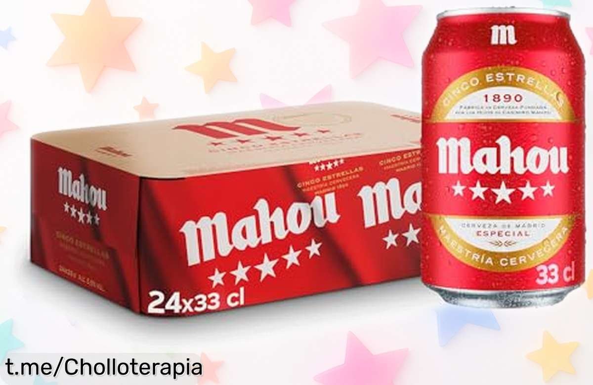 Pack de 24 latas Mahou 5 Estrellas: sabor fresco y cremosa espuma a precio rebajado que alegrará tus momentos. ¡No te quedes sin probar el chollo!