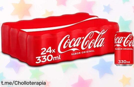 Pack de 24 latas de Coca Cola sabor original a un precio brutal que hará brillar tus momentos con risas y refresco ¡Date prisa, la diversión te espera!