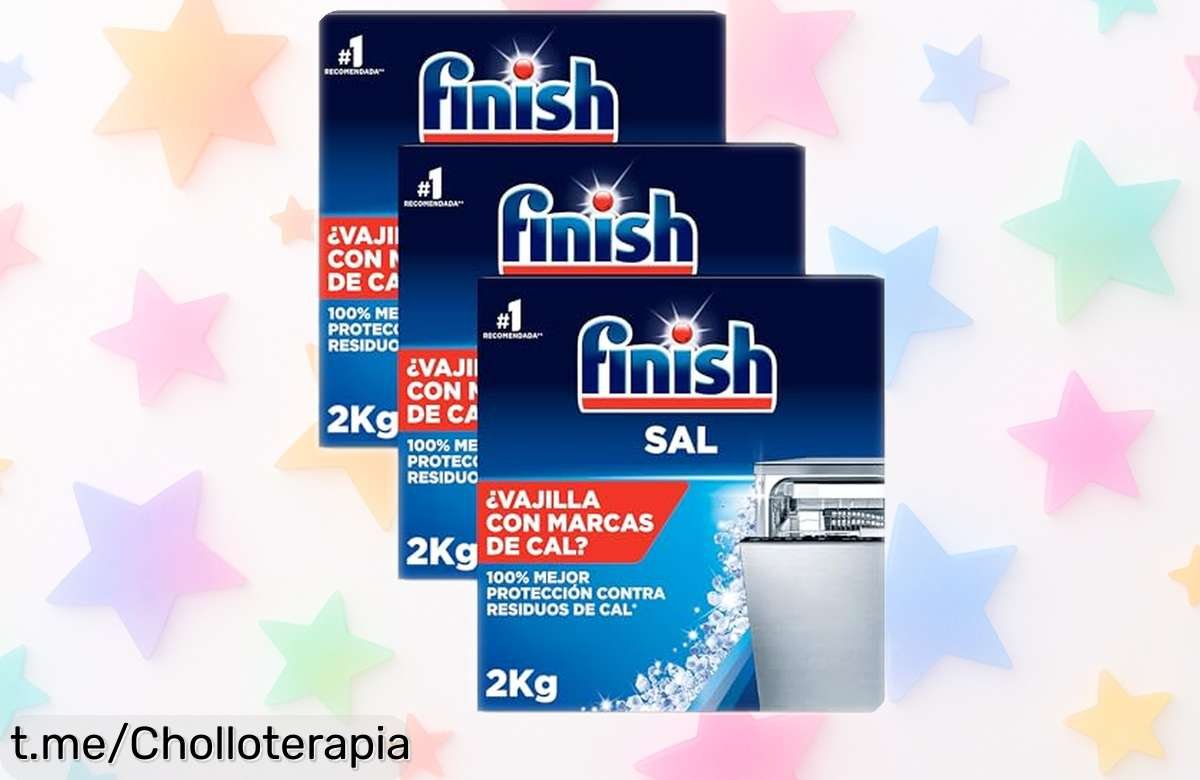 Pack de 3 Finish Sal para lavavajillas: ¡rebajas increíbles que te harán sonreír! Adiós cal y agua suave, tu lavavajillas brillará. ¡Apresúrate, este super chollo no espera!