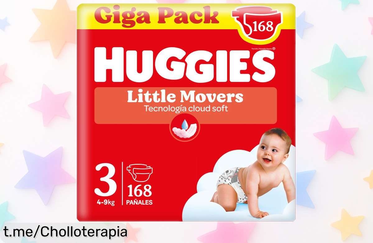 Pañales Huggies Little Movers con cintura elástica a precio de ganga, ¡tus peques secos y felices por hasta 12 horas! No pierdas esta oferta que se va volando.