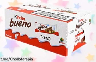 Paquete de 30 Kinder Bueno a precio rebajado, disfruta este super chollo y regálate un momento dulce que alegrará tu día antes de que se agote. ¡No te lo pierdas!