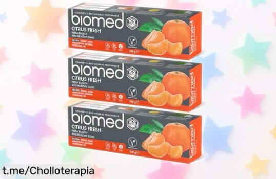 Pasta de dientes natural Biomed Citrus Fresh con menta, ¡descuento brutal para que brilles y sonrías más seguro en un instante! Aprovecha este super chollo antes de que se acabe.