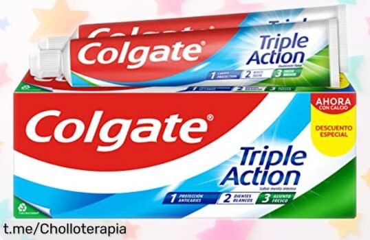 Pasta de dientes triple acción Colgate en pack de 2 a precio ridículo: ¡combate caries y despierta tu sonrisa fresca cada mañana! No te quedes sin la tuya.
