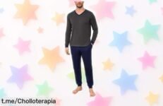 Pijama de invierno Bresdk con cuello en V y pantalones largos, ¡descuento brutal para que disfrutes a lo grande tus días en casa! No dejes pasar este super chollo.