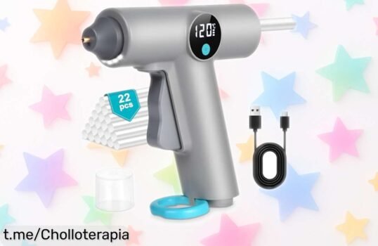 Pistola de pegamento caliente inalámbrica con 22 barras y batería recargable, ahora a un precio rebajado que hará volar tu creatividad ¡No te quedes sin la tuya!