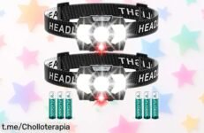 Potente linterna frontal LED 1500 lúmenes con pack de 2, ahora a precio rebajado ¡Ilumina tus aventuras y no te quedes en la oscuridad! Corre ya a por este super chollo.