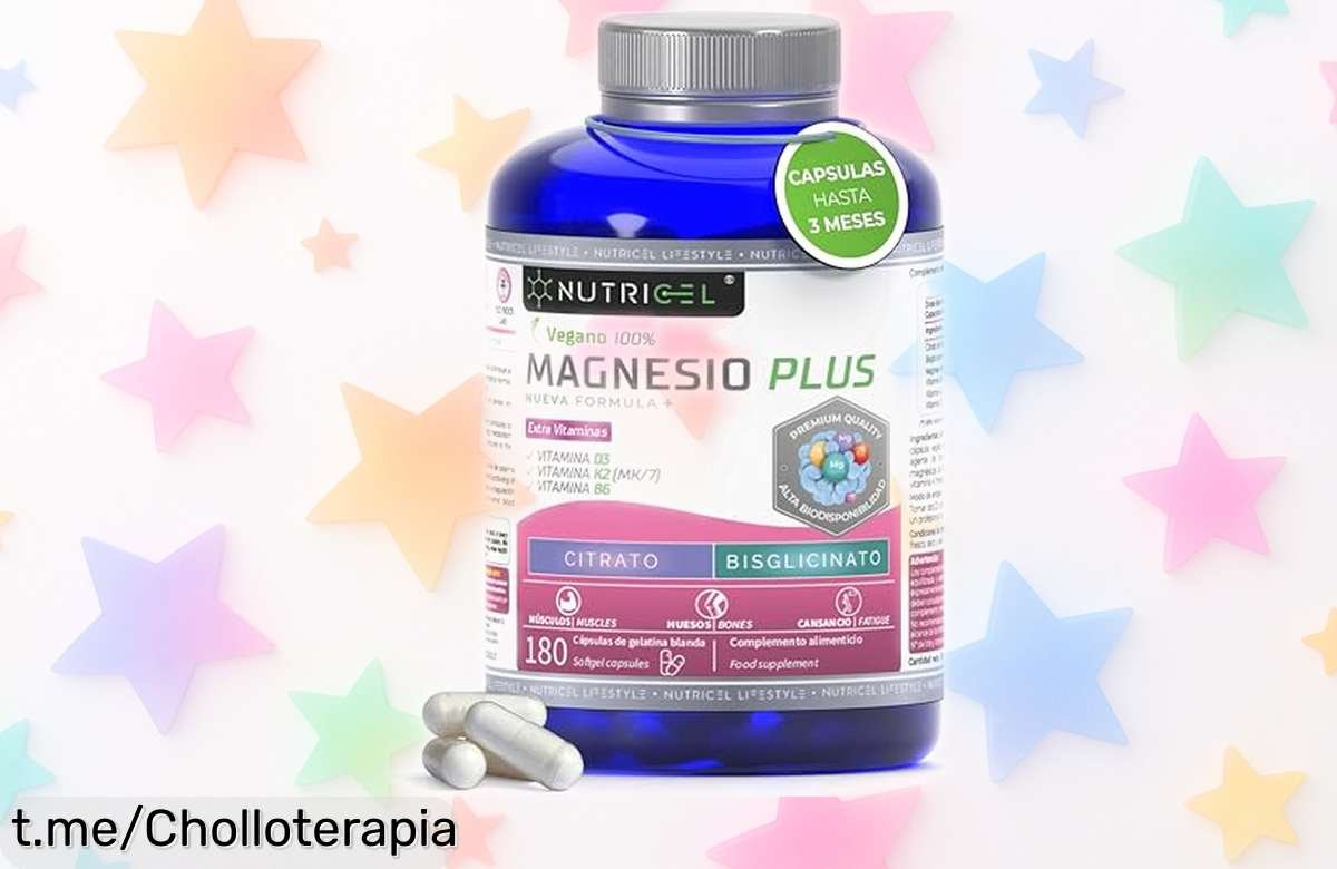 Potente magnesio puro en cápsulas para energía y alivio muscular, ¡aprovecha el precio rebajado antes de que se agoten las 180 cápsulas y siente la diferencia ya!