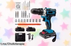 Potente set de taladro percutor inalámbrico Don Feliz con 2 baterías y rebaja increíble: ¡actúa ya para hacer realidad tus proyectos!
