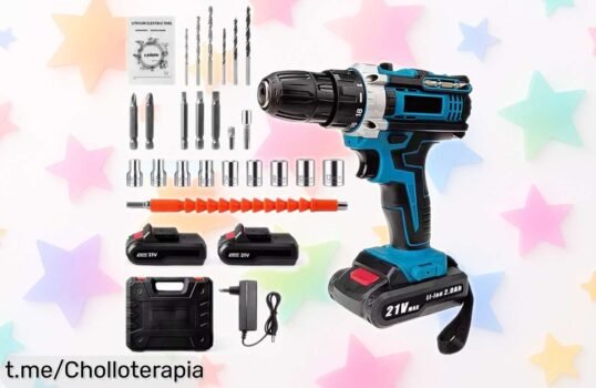 Potente set de taladro percutor inalámbrico Don Feliz con 2 baterías y rebaja increíble: ¡actúa ya para hacer realidad tus proyectos!