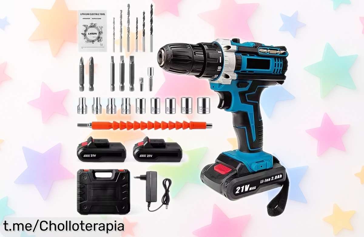 Potente set de taladro percutor inalámbrico Don Feliz con 2 baterías y rebaja increíble: ¡actúa ya para hacer realidad tus proyectos!