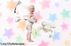 Práctico soporte plegable para baño del bebé que se pega a la pared y te hace ahorrar espacio, ¡será tu mejor aliado en las duchas! No dejes escapar esta oportunidad.