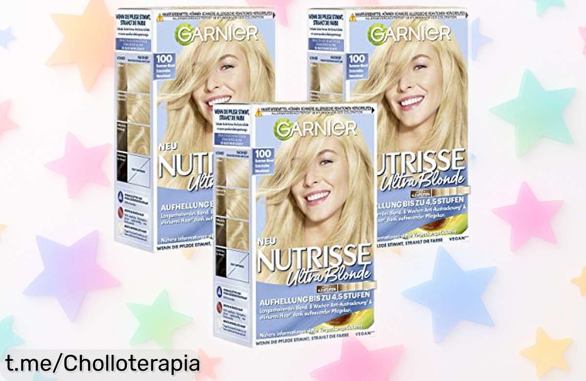 Preciosa crema colorante Garnier Nutrisse Rubio 9.34 a precio loco: ¡Llévate 3 para un brillo increíble y no te quedes sin ellas! Dale vida a tu pelo hoy mismo.