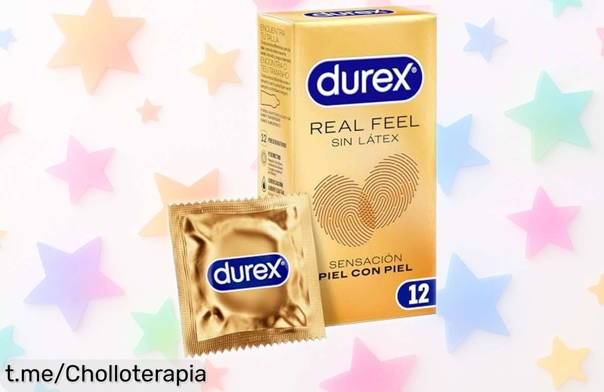 Preservativos Durex Real Feel sin látex, 12 unidades en oferta: súper chollo para disfrutar al máximo y protegerte. ¡No te quedes sin ellos, se acaban rápido!