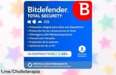 Protección total para 10 dispositivos con Bitdefender Total Security a precio rebajado, no dejes pasar esta oferta limitada que te asegura tranquilidad. ¡Actúa ya antes de que se agote!