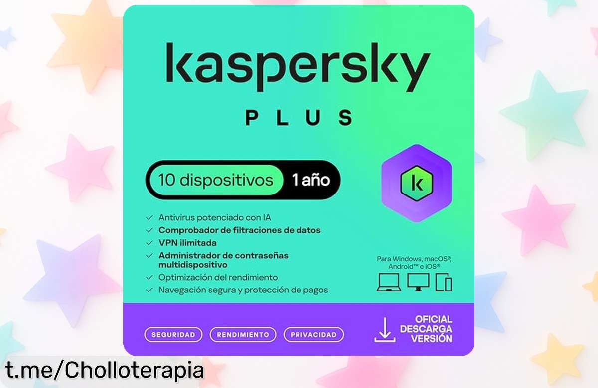 Protección total para 10 dispositivos con Kaspersky Plus Internet Security 2026 a un precio rebajado que no verás de nuevo; ¡navega seguro y sin preocupaciones, aprovecha este super chollo ya!