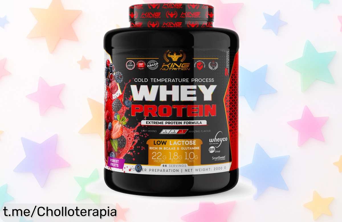 Proteína concentrada Whey Protein 2kg King Nutrition a precio rebajado: ¡súper chollo para entrenar con energía y fuerza! No dejes escapar esta oferta limitada que te llenará de motivación.