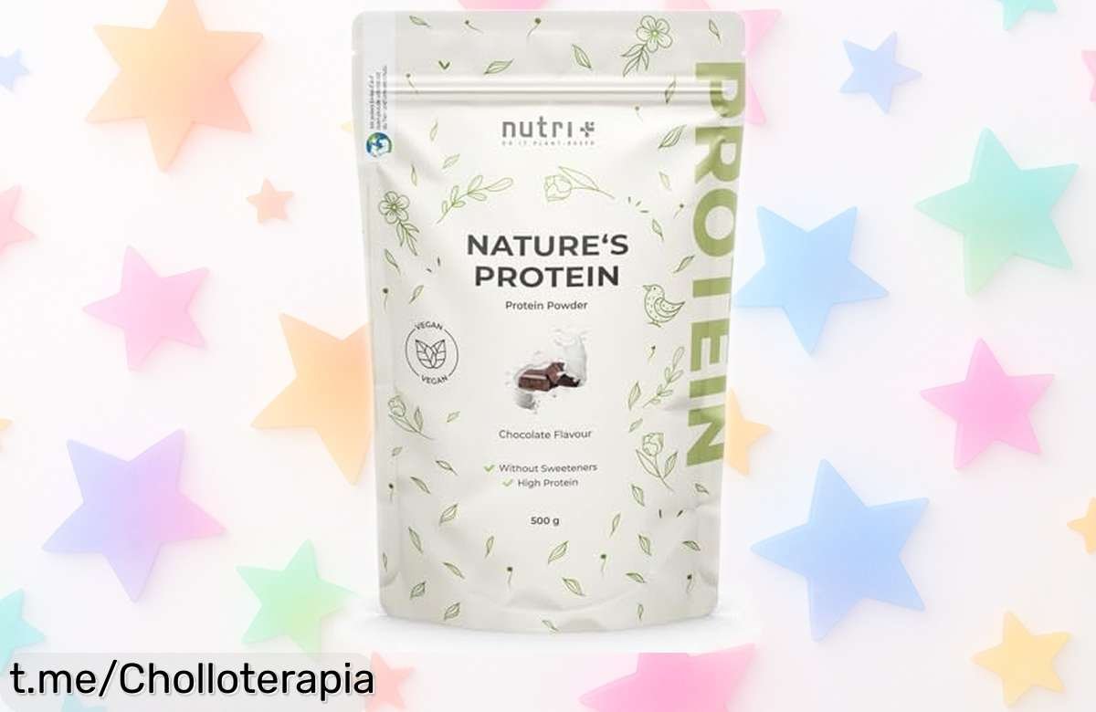 Proteína natural vegana de chocolate Nutri+ en polvo, ¡super chollo rebajado! Crece músculo rápido y cuida tu figura. Dale energía a tus batidos antes que se agote.
