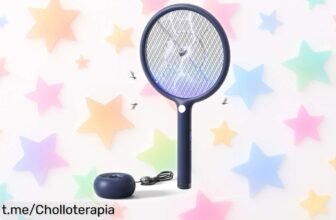 Raqueta eléctrica mata mosquitos AROEVE 2en1 con carga USB y luz LED, precio rebajado solo por unos días; elimina insectos sin ruido ni olor para un verano tranquilo ¡No te quedes sin la tuya!