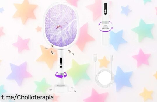 Raqueta matamoscas eléctrica de 4000V con carga rápida USBC, la solución definitiva contra mosquitos este verano, ¡no te lo pierdas y despídete de las picaduras ya!