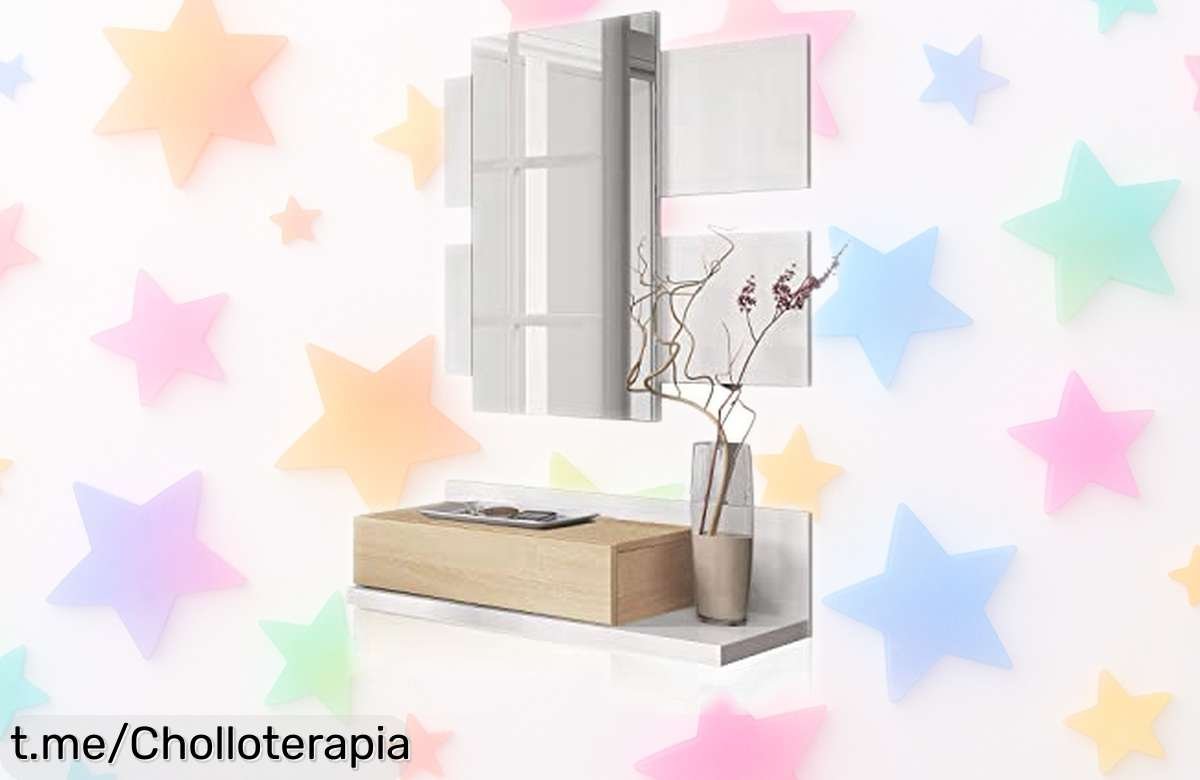 Recibidor con cajón y espejo Habitdesign modelo Tekkan a precio rebajado ¡Aprovecha este super chollo para darle un toque moderno y único a tu entrada ya!