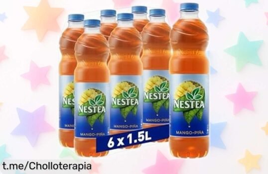 Refrescante bebida Nestea Mango Piña 1.5 L x 6 uds con precio rebajado, ¡disfruta del sabor tropical que te lleva a la playa! No dejes pasar este super chollo y hazlo tuyo ya mismo.