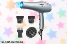 Secador de pelo profesional iónico con 3 temperaturas y difusor, super chollo en descuento brutal. ¡Date prisa que vuela y despídete del encrespamiento!