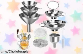Set de 10 embudos inox con colador y cepillo a precio rebajado: aprovecha este super chollo para tus líquidos favoritos, ¡que se acaben no sea lo único que filtre!